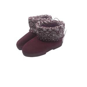 NWT Kensie Booties wine colored suede feel knit top snow boots - size 6